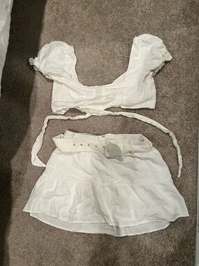 Show Me Your MuMu White Elastic Waist Tie Skirt